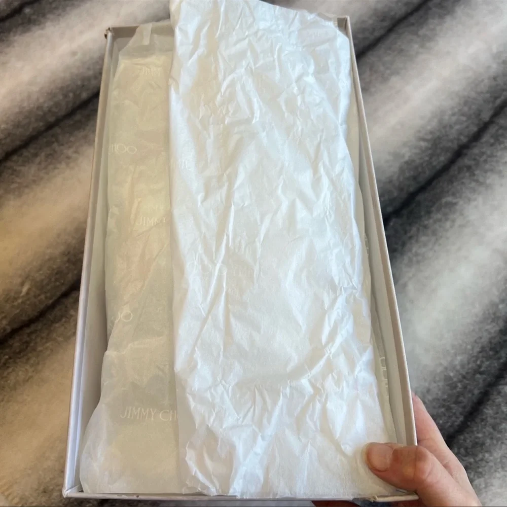 Jimmy Choo Bing Embellished Strap Point Toe Blush Patent Leather Pump Flats - Picture 7 of 10